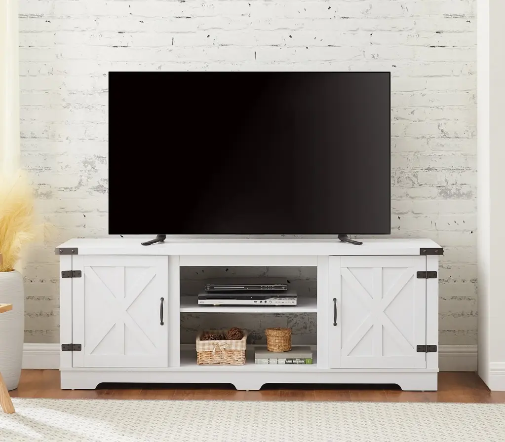 Modern Farmhouse TV Media Stand Large Barn Style Home Entertainment Center rnb