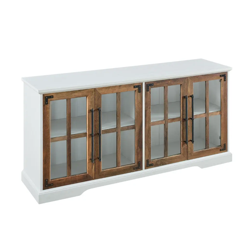 Modern Farmhouse Two Tone Windowpane Glass Door TV Stand TVs Up To 65 Inches walker edison