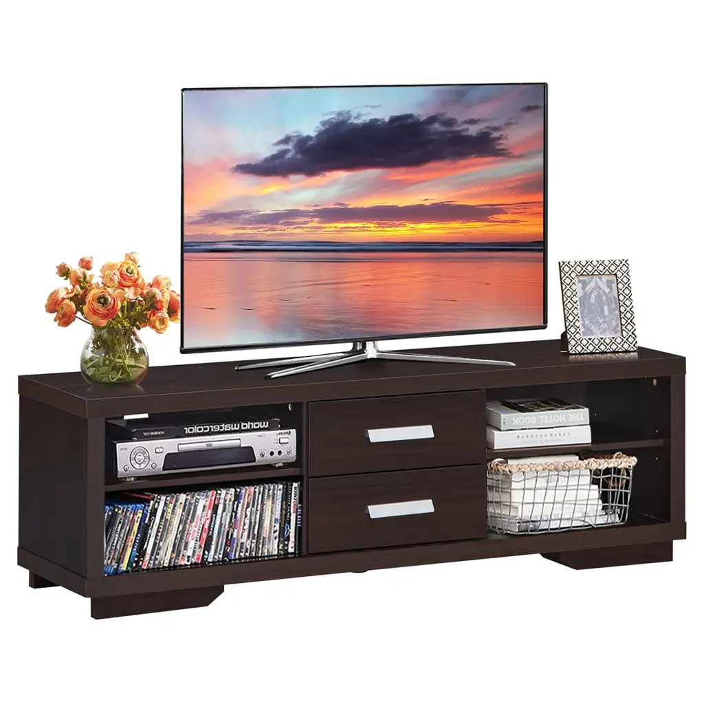 Costway TV Stand Entertainment Center 65 Inch TVs Storage Shelves and Drawers