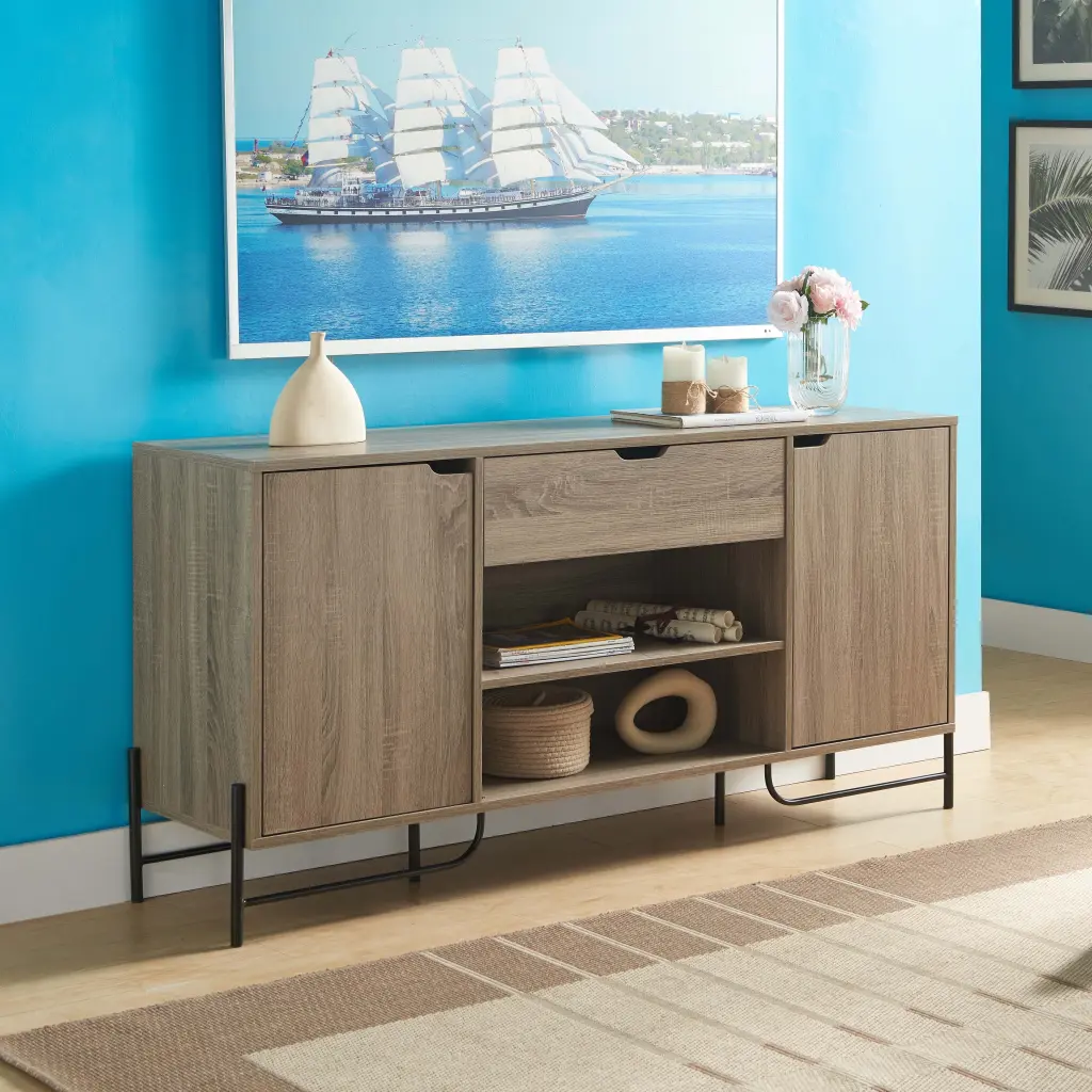 TV Stand Entertainment Center Storage Space Living Room DJ Corp Design