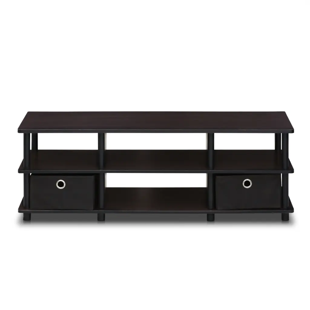Furinno 17038EX/BK Econ TV Entertainment Center Storage Bins Living Room