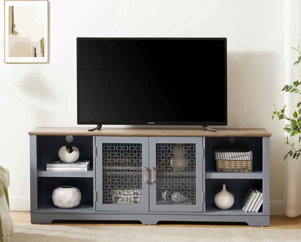 Modern Farmhouse TV Media Stand Large Home Entertainment Console rnb