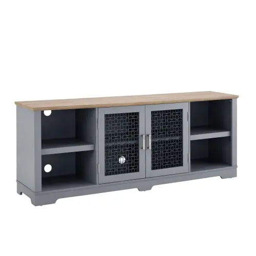 ZIQIAN Modern Farmhouse TV Media Stand TVs Up to 80 Inches Light Blue and Oak
