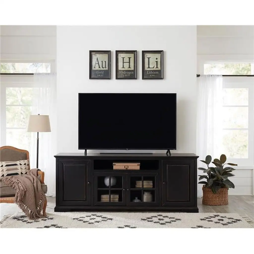 Progressive Furniture E719-82 82 Inch Home Entertainment Console Vintage Black