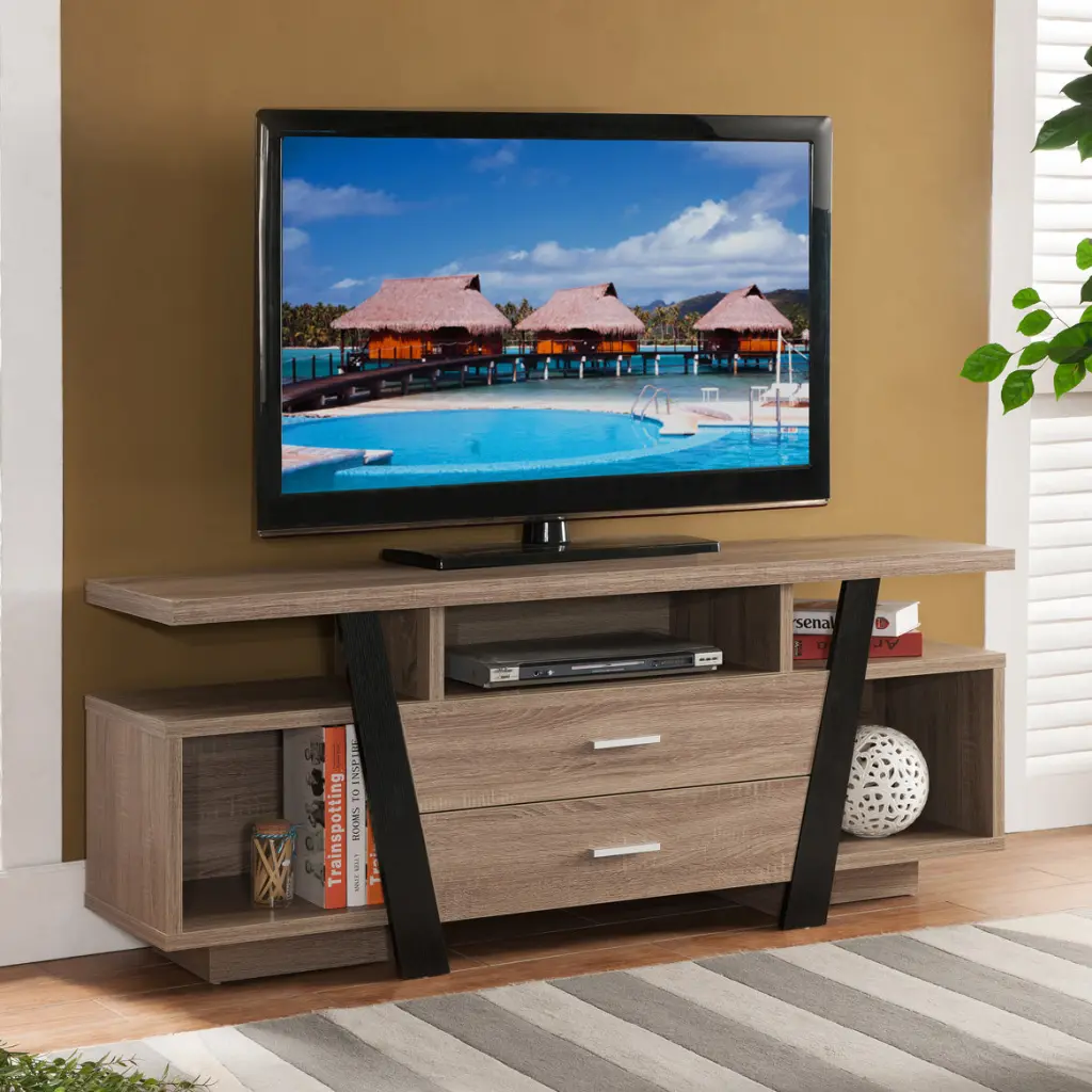 60 Inch Home Entertainment Stand Two Storage Drawers And Multi Shelving Unit id international- inc.