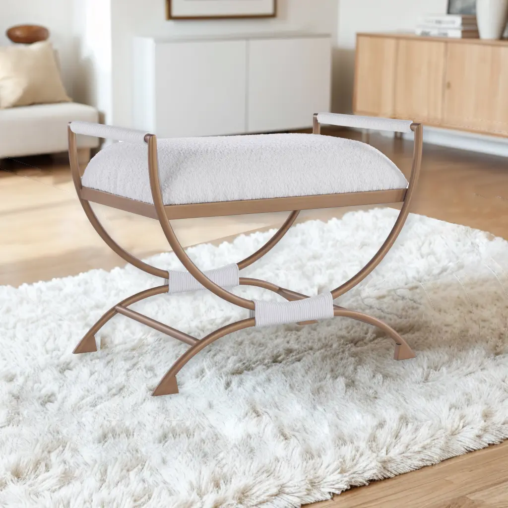 Nora Bench White Foam Metal ridgecrest home