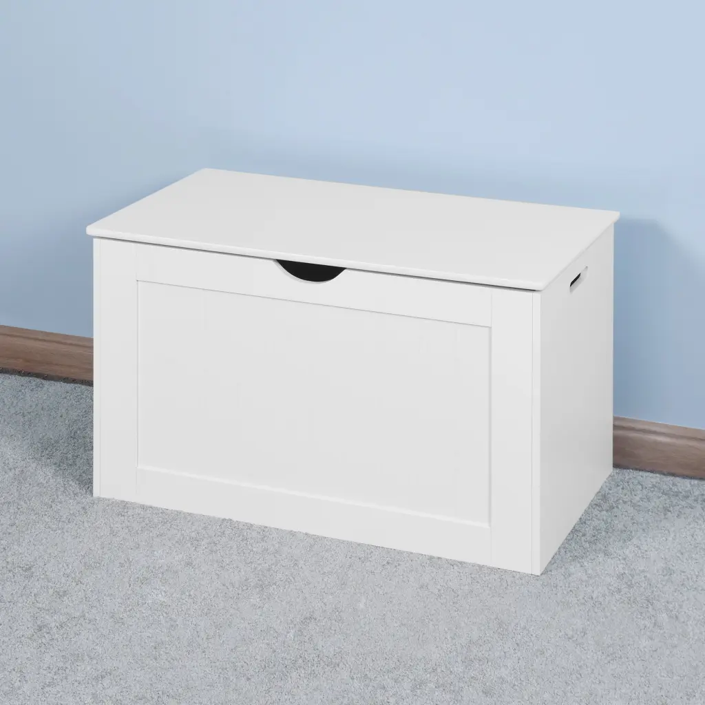 White Lift Top Entryway Storage Cabinet 2 Security Hinges Wooden Top newmark