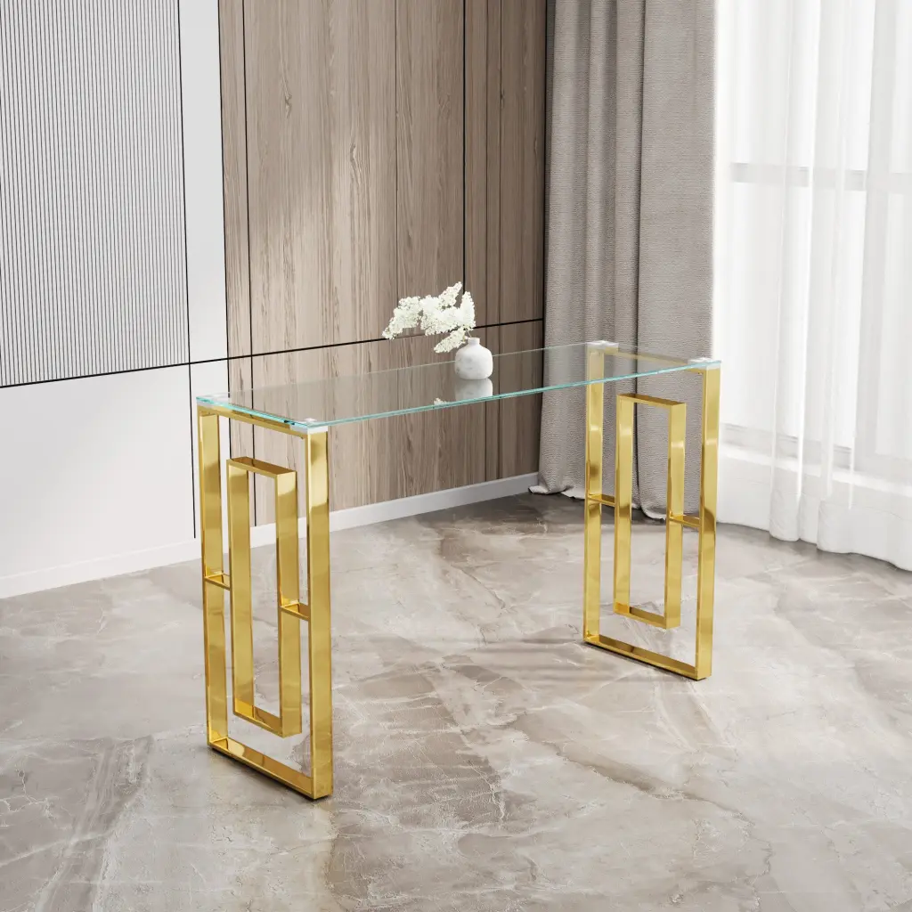 Console Table Stainless Alloy Metal Crystal Meal Side Table Precious Metal Clear BS 02 eka furniture