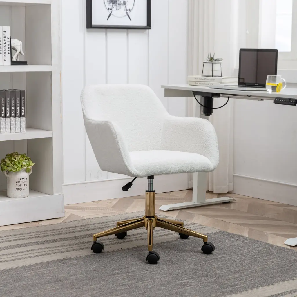 Modern Teddy Fabric Adjustable Height 360 Revolving Home Office Chair Ergonomic Desk Chair dg collection