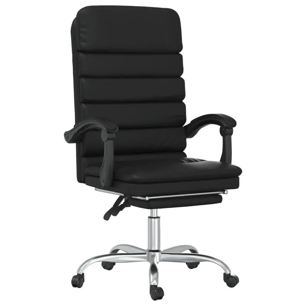 Massage Reclining Office Chair Black Faux Leather Ergonomic Desk Chair