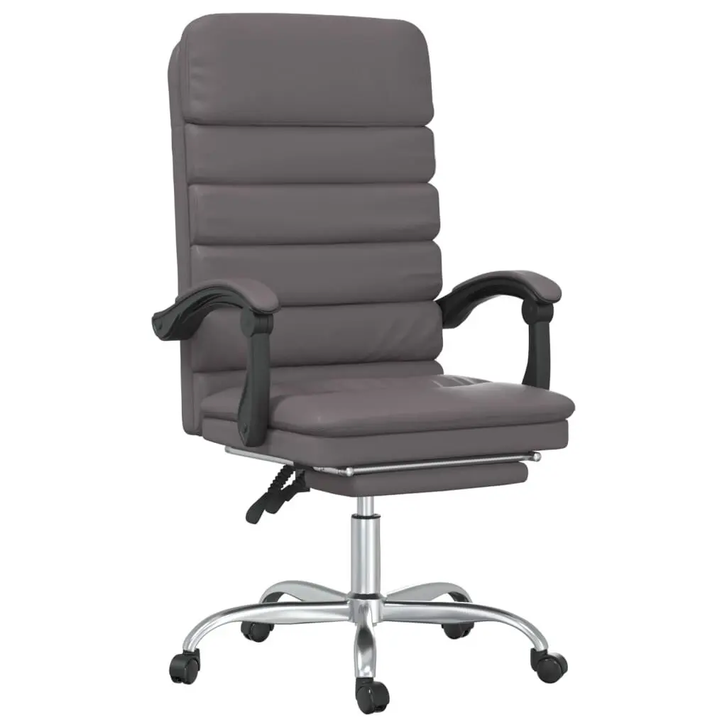 Massage Reclining Office Chair Gray Faux Leather Ergonomic Desk Chair