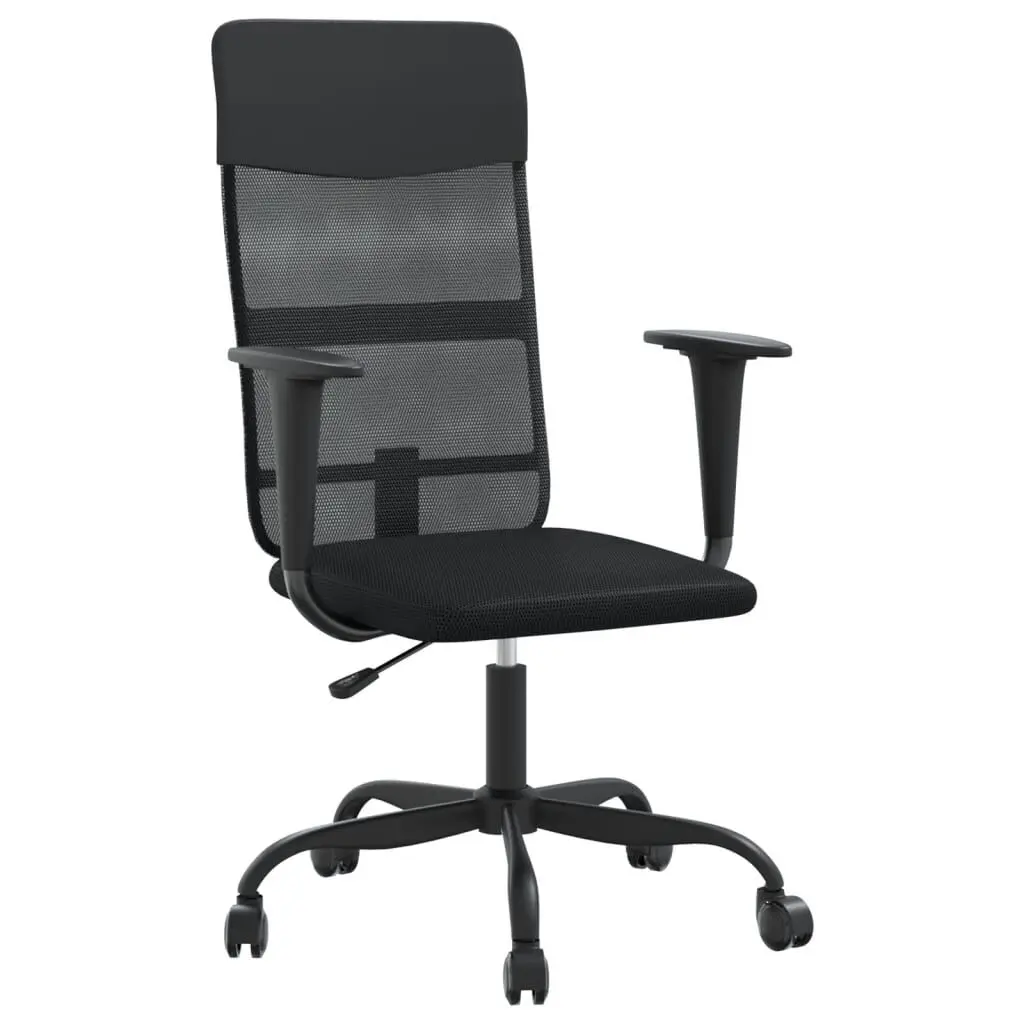 Office Chair Black Mesh Fabric and Faux Leather Ergonomic Desk Chair