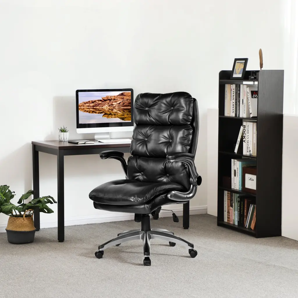 Office Chair Home Desk Chair Flip Up Armrests and 360 Swivel Wheels t2586