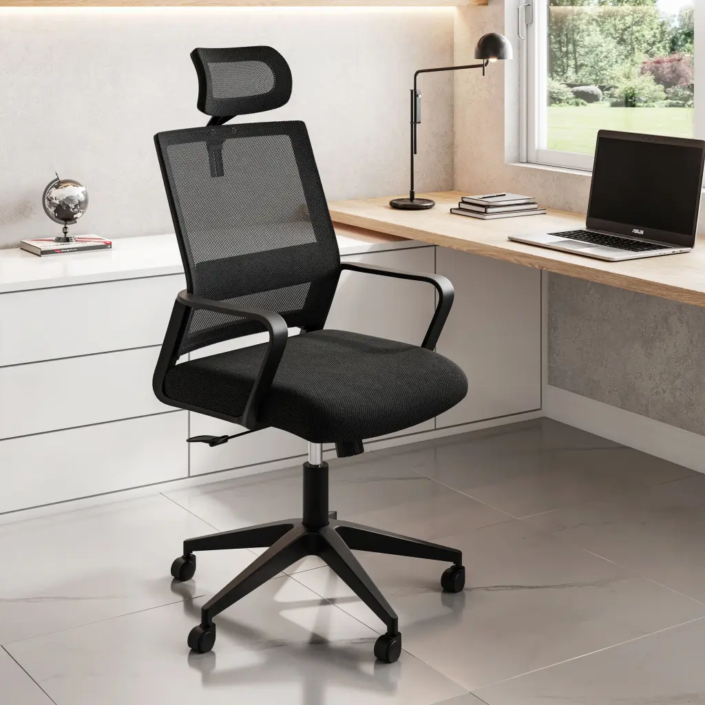 Techni Mobili Comfort Fit Stationery Chair Lumbar Assistance And Adjustable Features technimobili