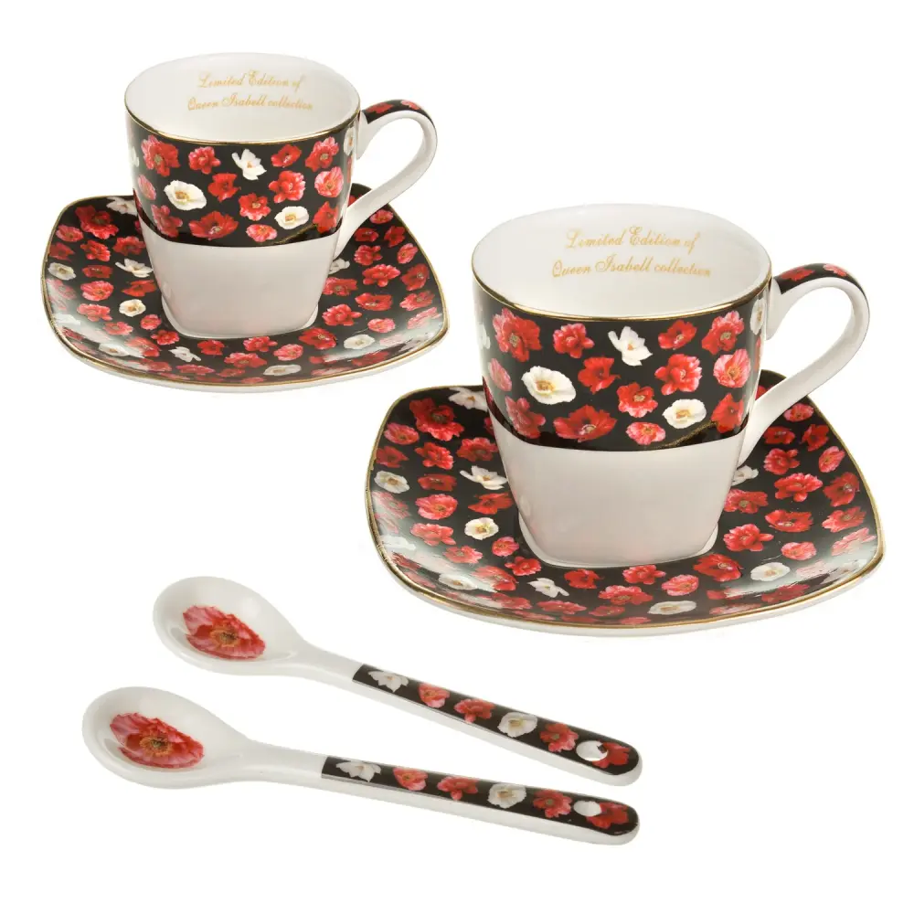 Queen Isabell W20PWB06-09646 Espresso Chic Porcelain Cup Ser Saucer