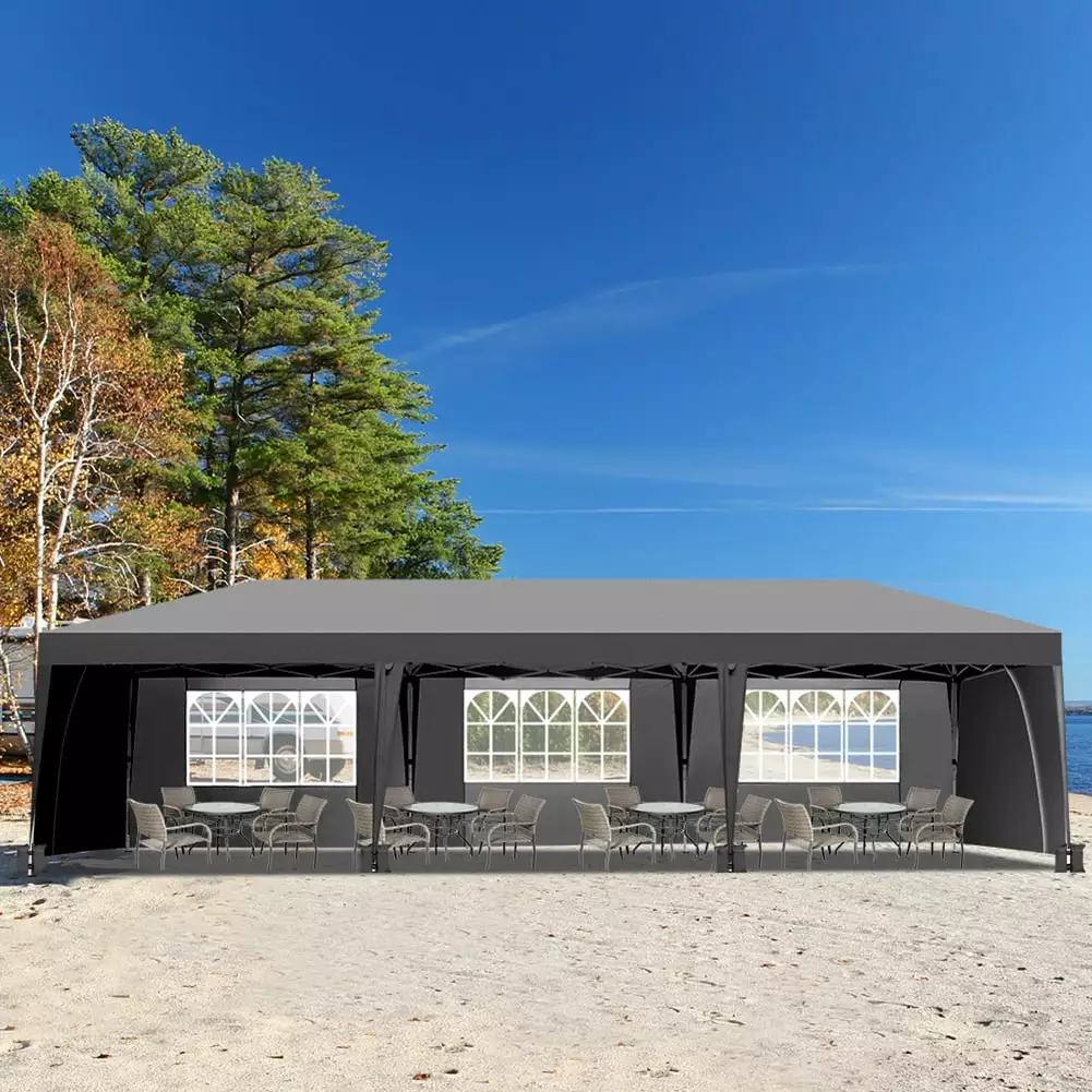GVN 3x9m Outdoor Canopy Tent 6 Windows 2 Doors UV Resistant Waterproof Gazebo Events