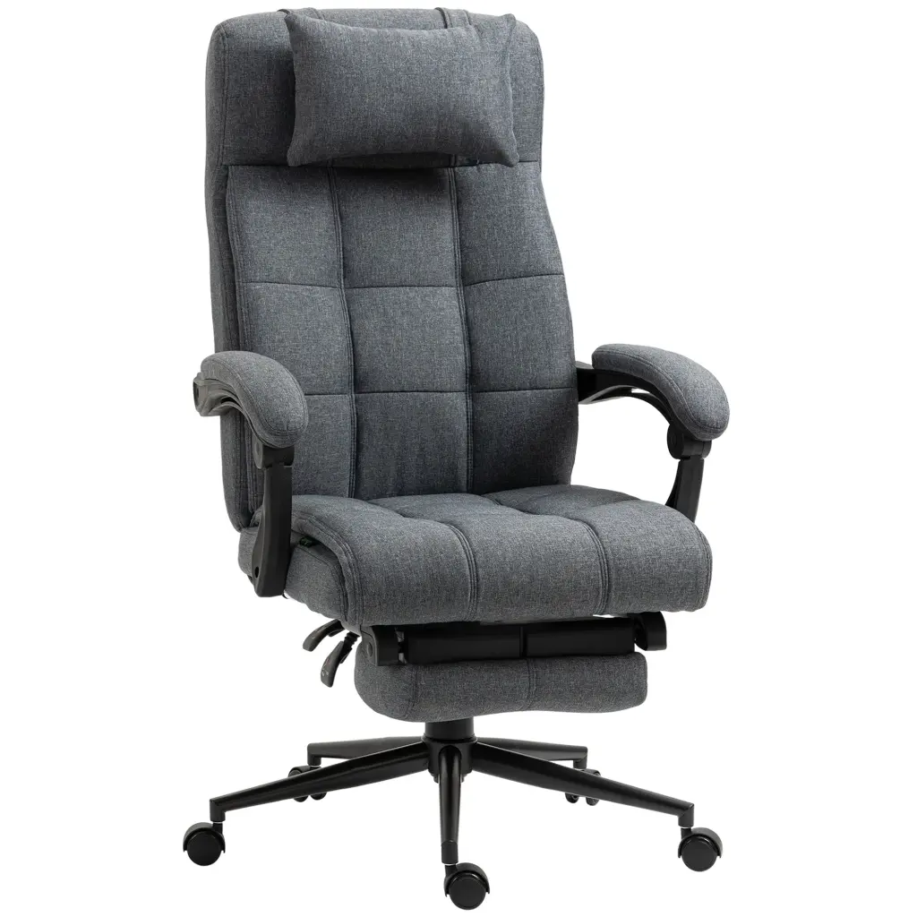 Executive High Back Swivel Office Chair Linen Feel Fabric aosom business