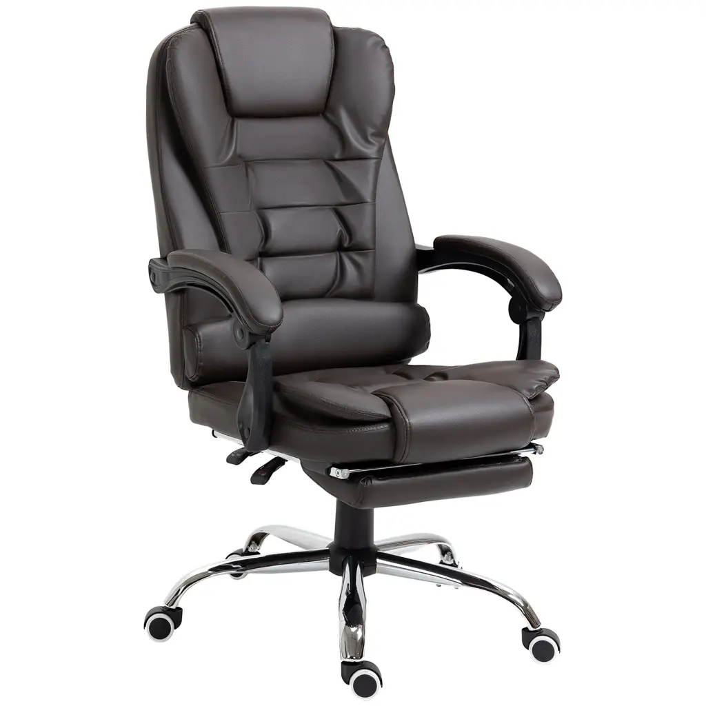 Homcom High Back Ergonomic Executive Office Chair PU Leather And Adjustable Features aosom business