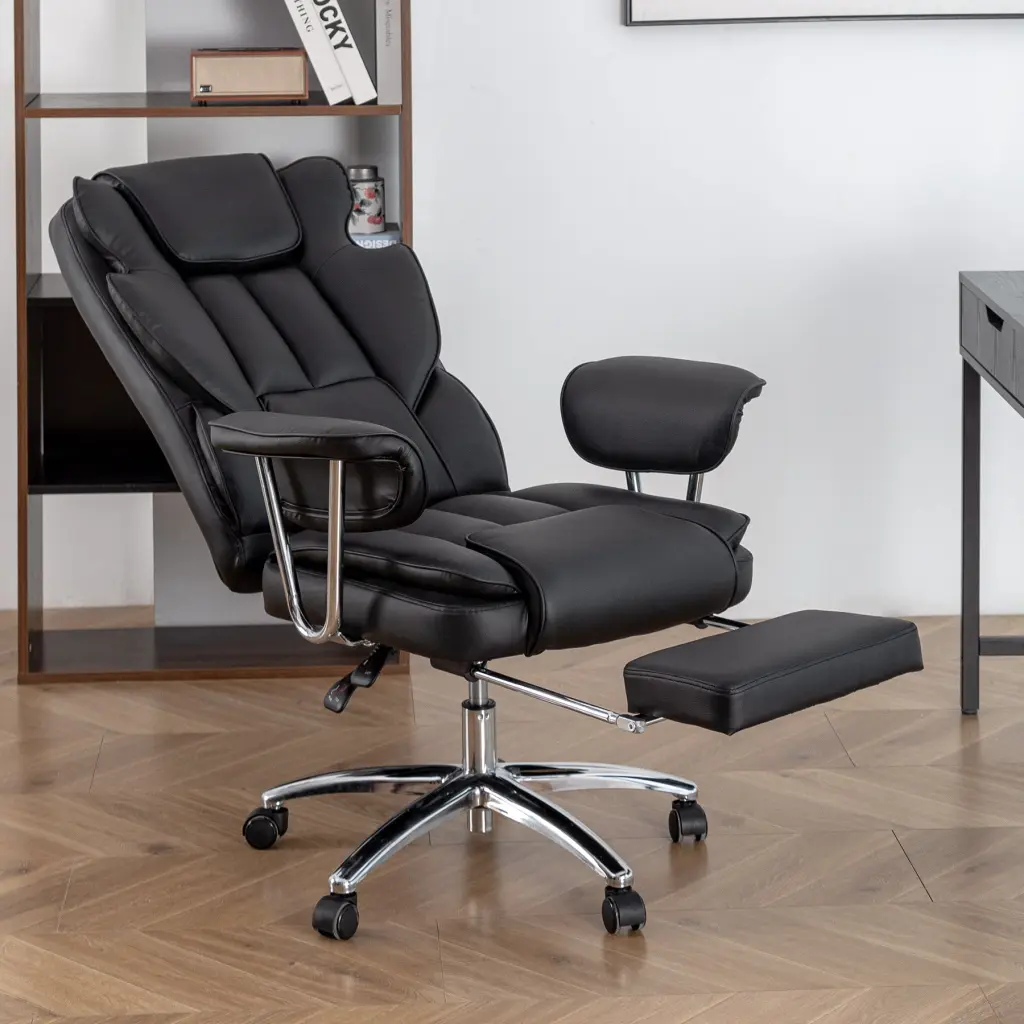 Big And Tall Executive Office Chair Footrest and Leather Upholstery honghai furniture