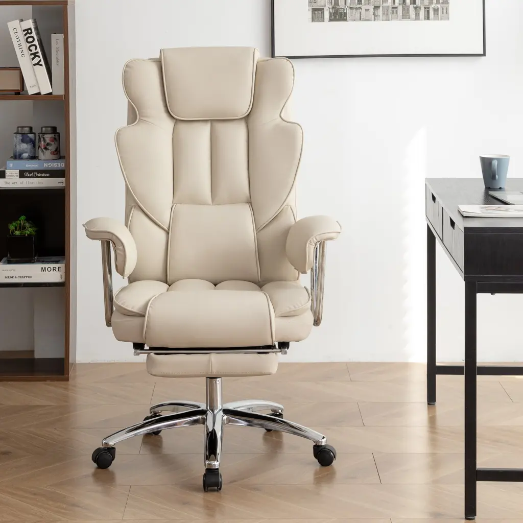 Big And Tall Executive Office Chair Footrest and Leather Upholstery honghai furniture