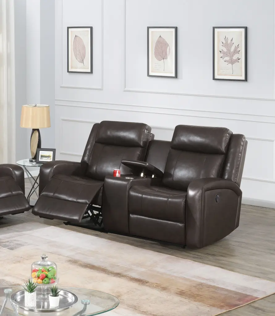 Power Motion Seat Dark Brown Leather Office and Home poundex