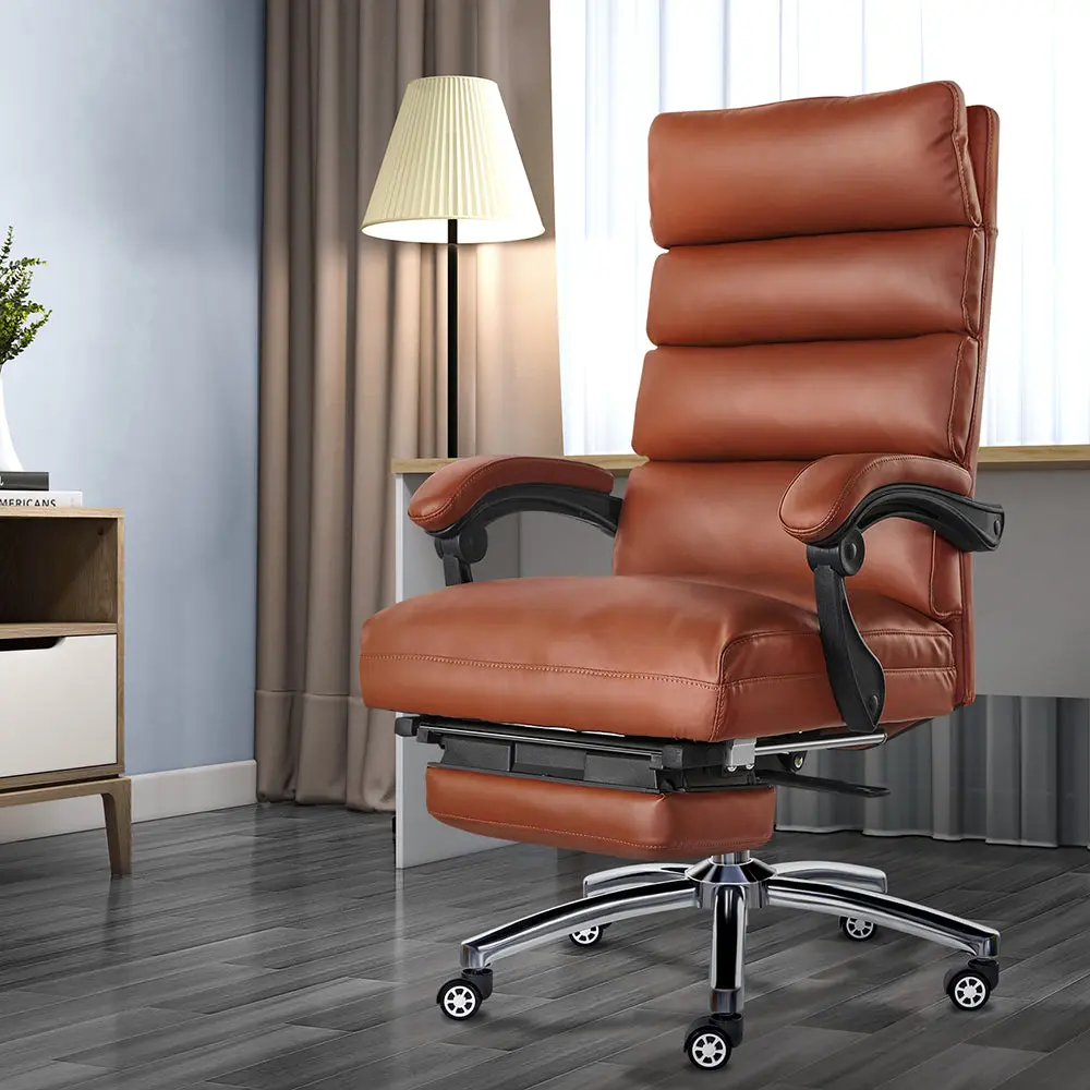 High Back Executive Chair Customizable Managerial Home Desk Brown ty furniture