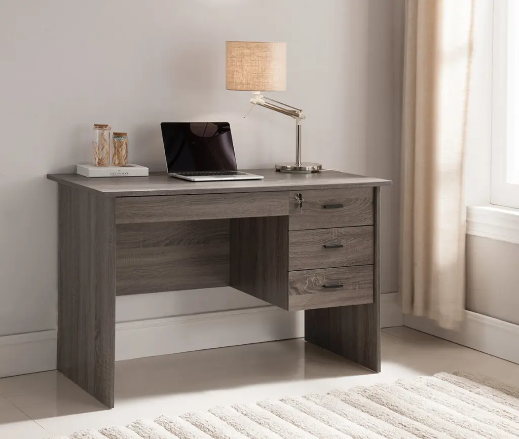 Executive Office Desk Lockable 3 Drawer Home Office Desk Distressed Finish id international- inc.
