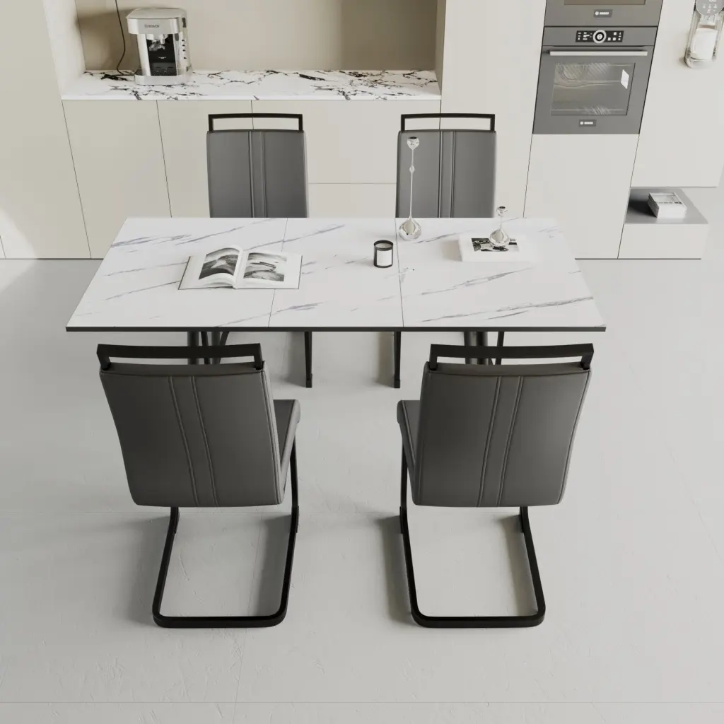 Expandable Dining Table Set 2-6 People C Shape Design nuoli office furniture