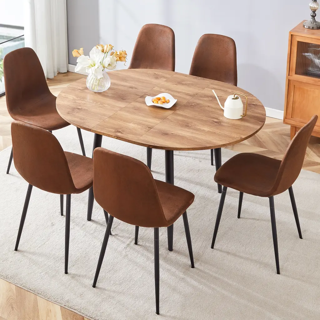 Modern Extendable MDF Dining Table and Chair Set Space Saving Kitchen Furniture droom w-1151