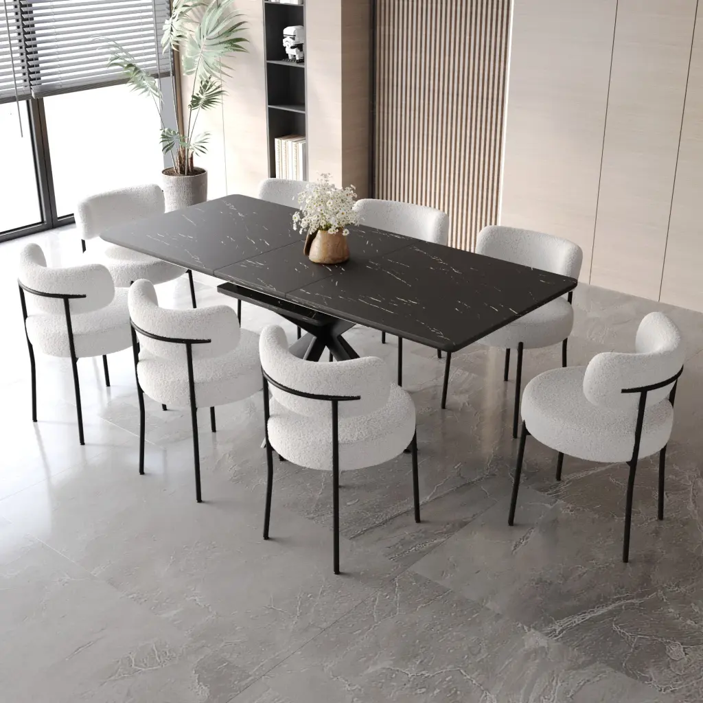 Scalable Dining Table Set 4 8 Person Dining Room Curved nuoli furniture