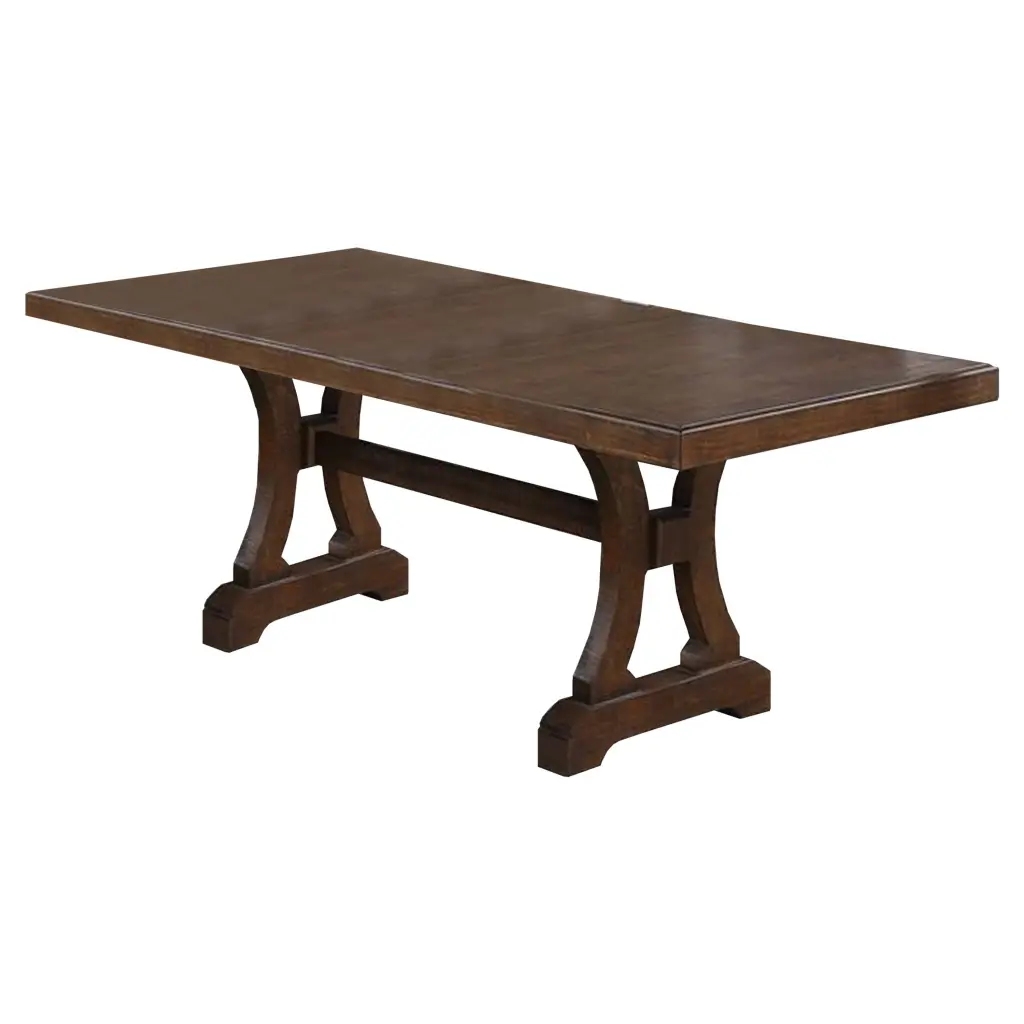 Dining Table Trestle Base And Extension Leaf Brown Mdf Kitchen Table royal hampton