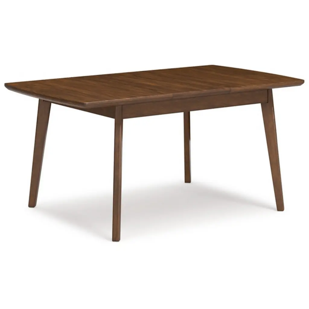 64 Inch Wood Extendable Dining Table Tapered Legs Wood Grain Brown royal hampton