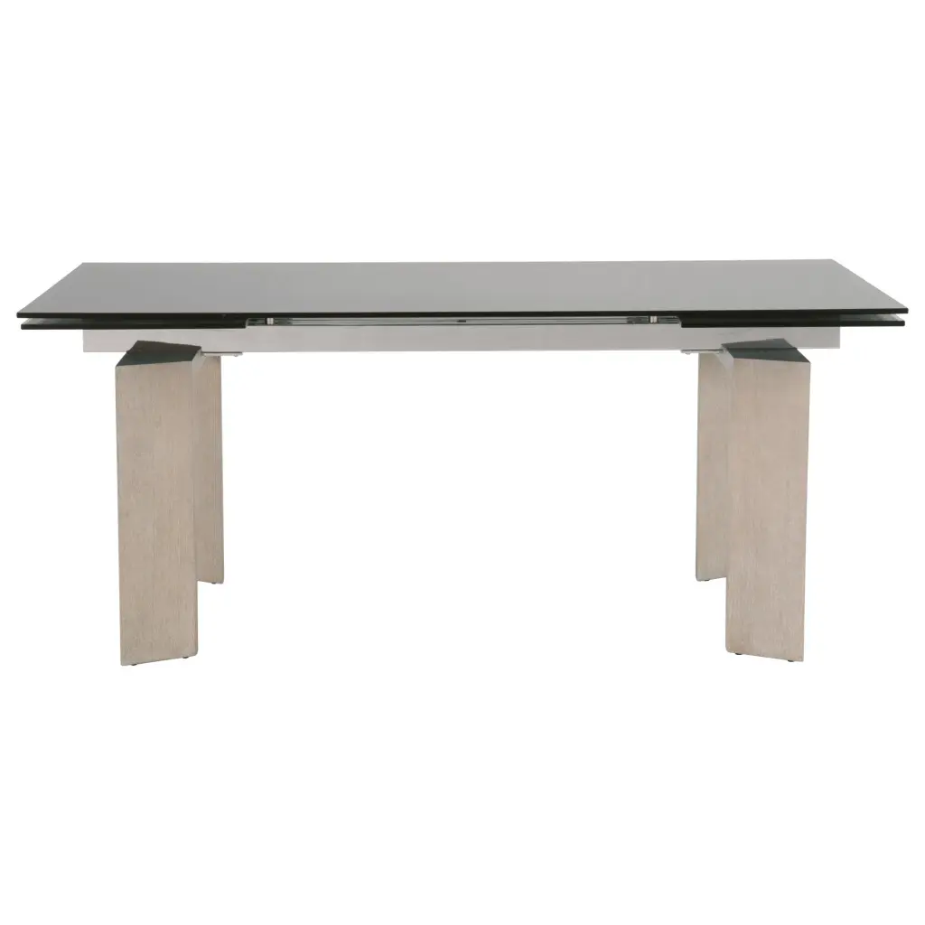 Tempered Glass Top Extendable Dining Table Double Pedestal Base Modern Kitchen Table royal hampton