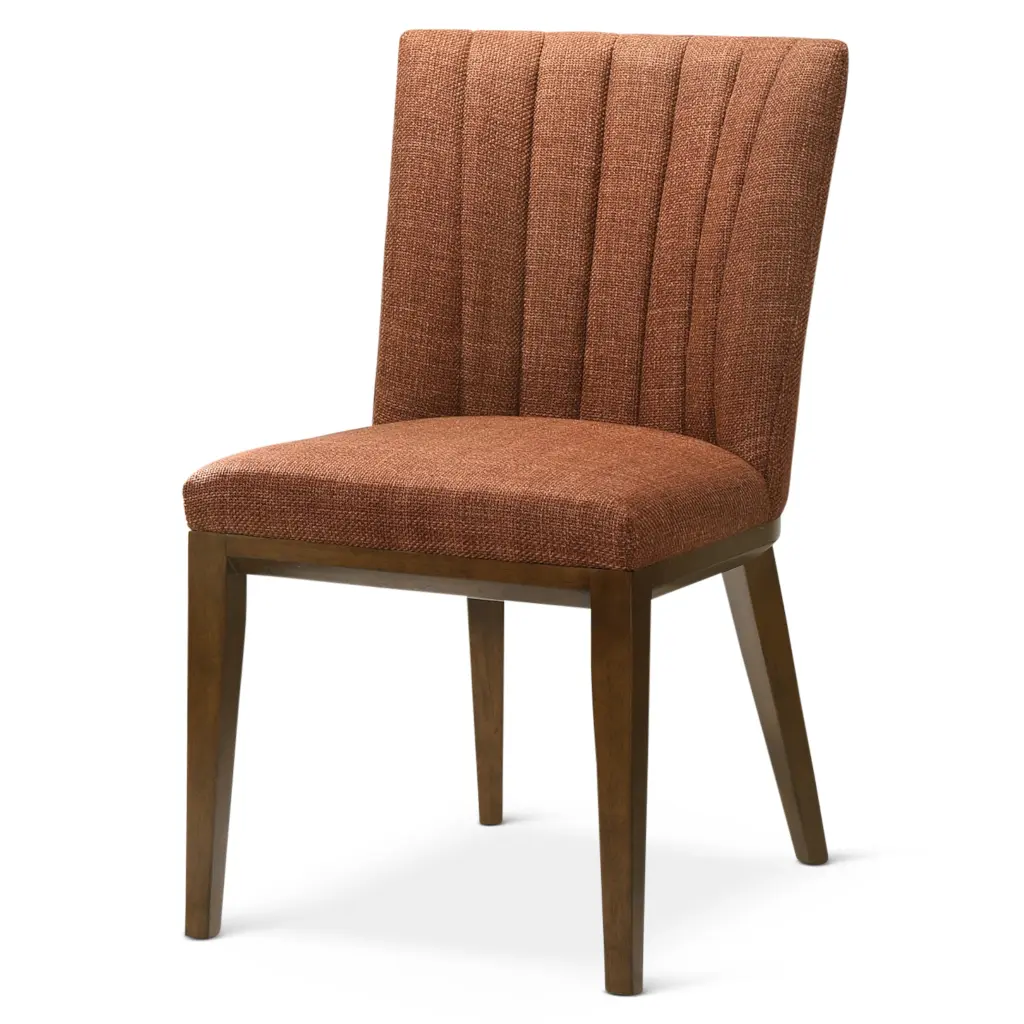 Elmwood Orange Fabric Dining Chair Set 2 Solid Brown and Burnt Orange ashcroft furniture