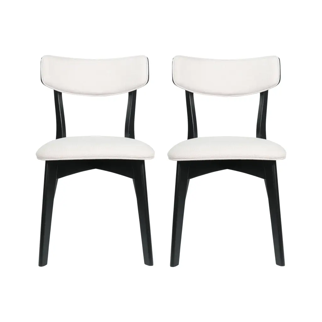 Dining Chair Set 2 Light Beige Fabric Upholstered nh-inmax