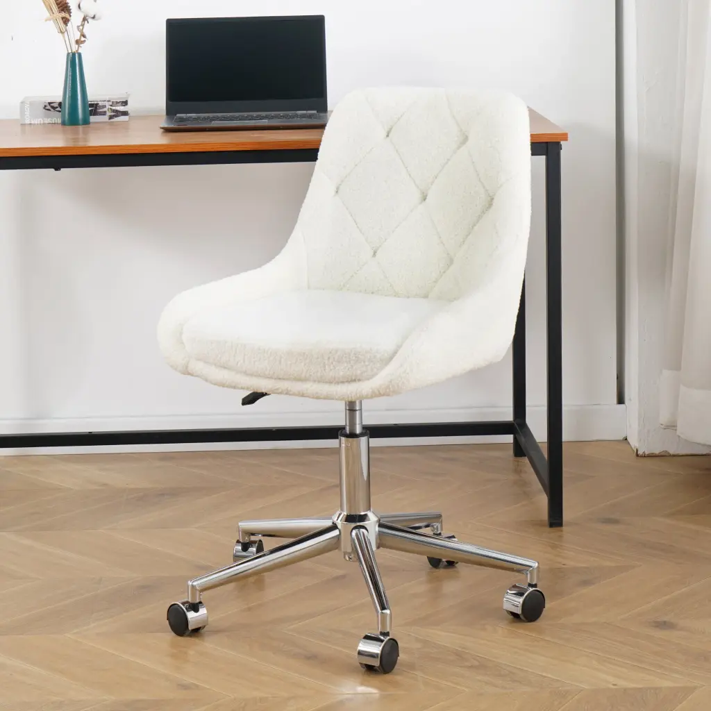 Modern Teddy Fleece Fabric Chrome Legs Living Room Furniture Dining Chair youngmagic