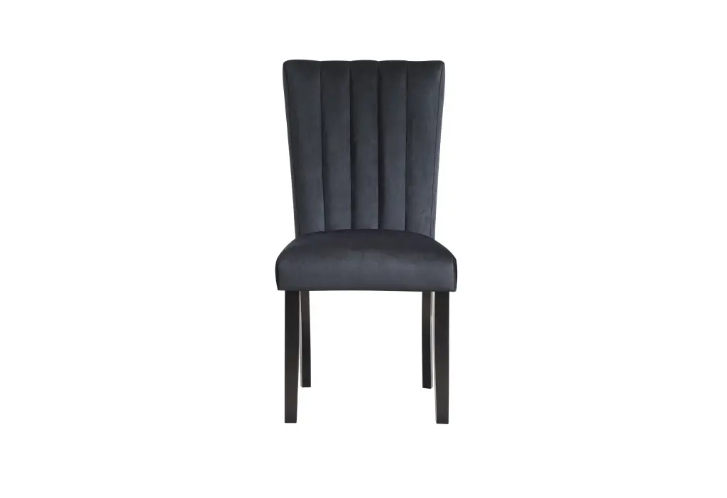 Vhong Fabric Black Dining Chairs Kit 2 Made from Rubber Wood luxe modern furniture