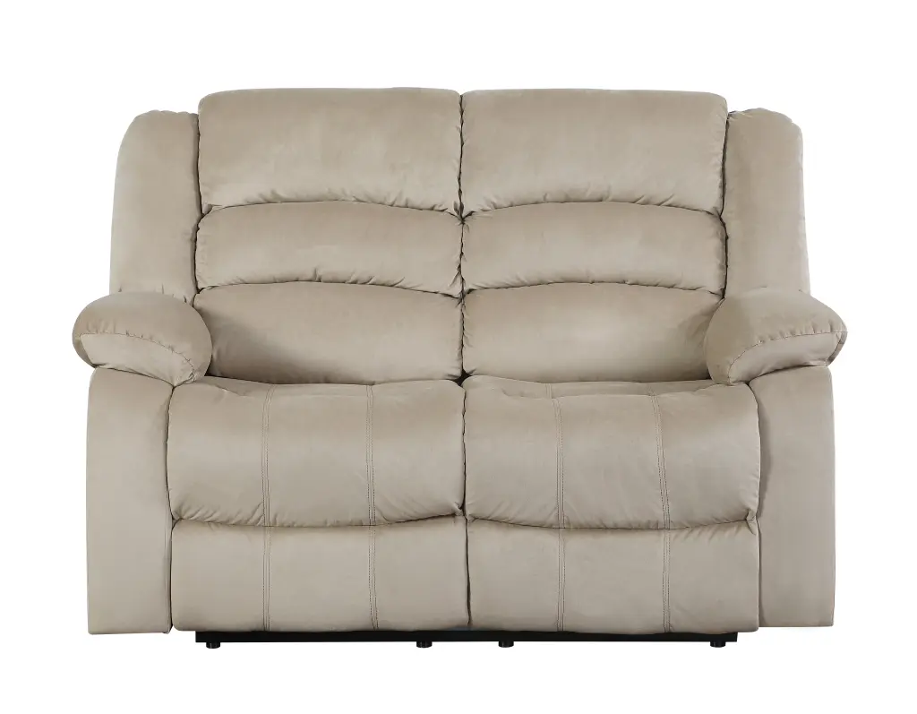 Transitional Microfiber Fabric Upholstered Loveseat Beige Foam Cushioned global united