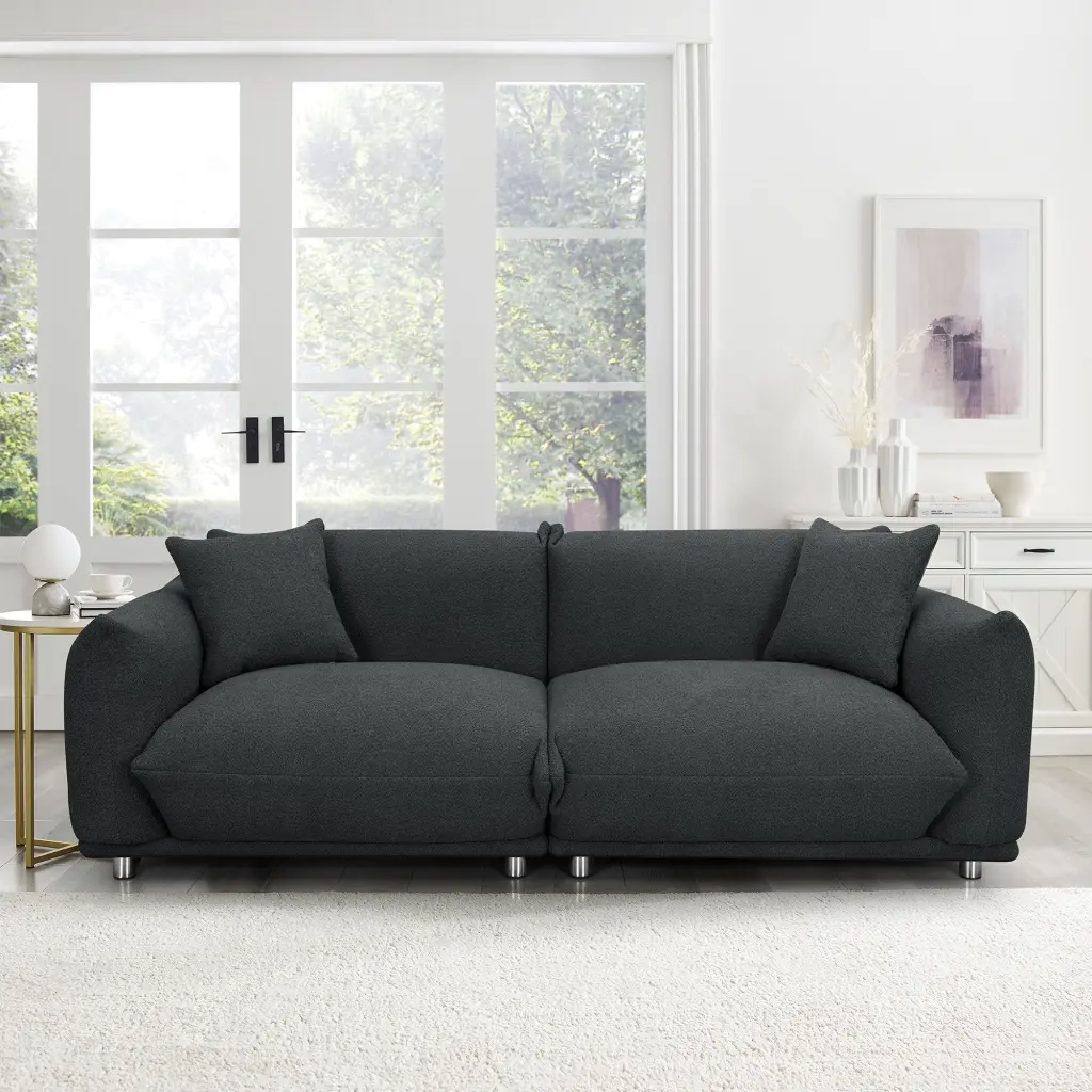 Oversized Loveseat Sofa Living Room Sherpa Sofa Metallic Legs Comfortable Seating jsc furniture