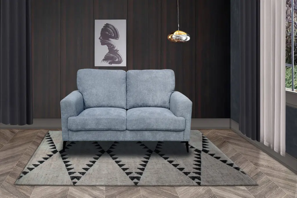 Jackson 60.5 Inch Gray Chenille Loveseat Black Metallic Legs Gray Chenille Sofa lilola home