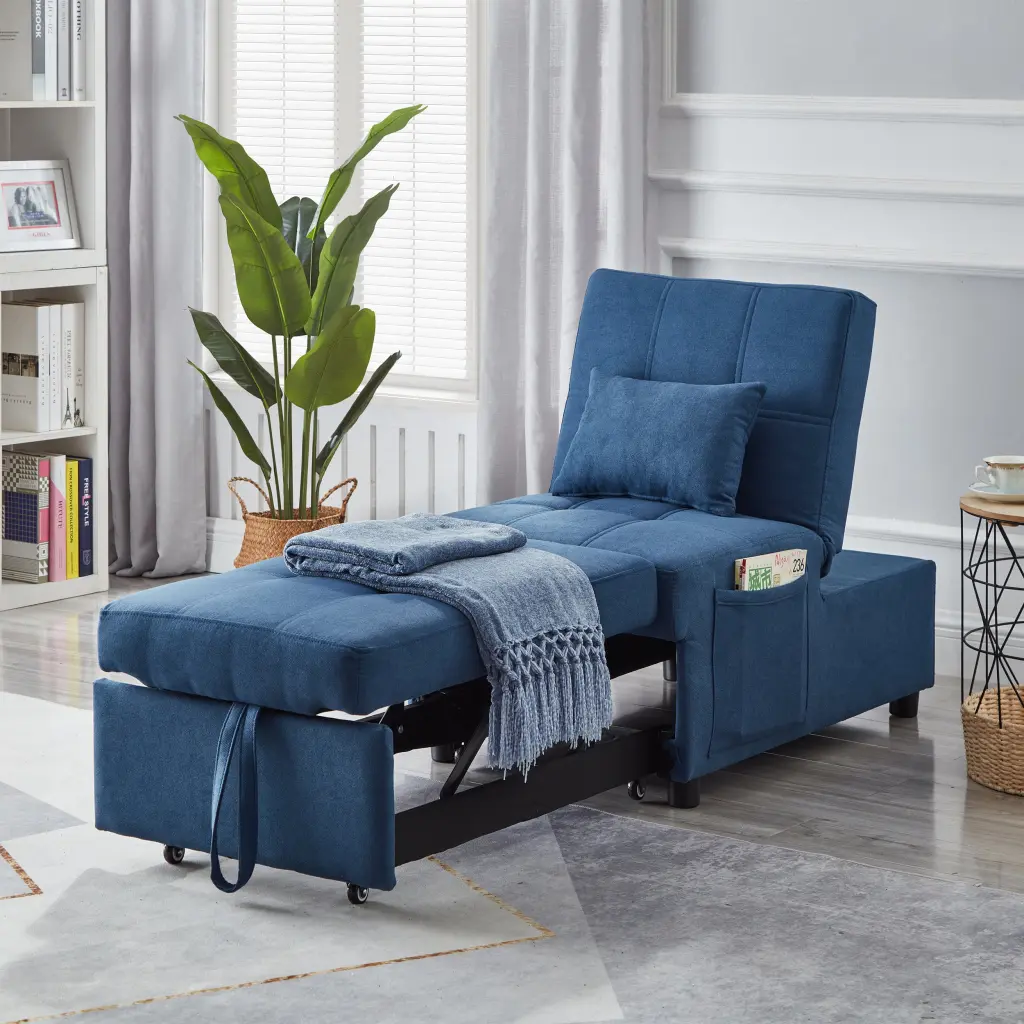 Blue Linen Recliner Chair Living Room and Bedroom Home Decor hdf store