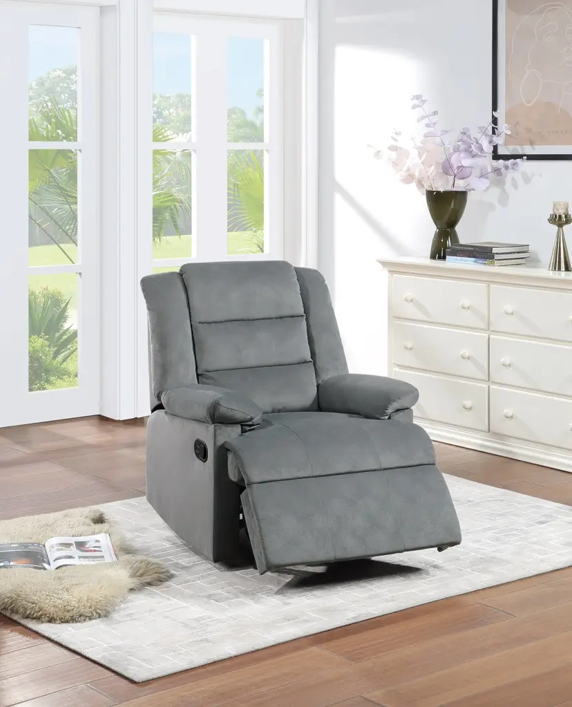 Contemporary Dark Gray Velvet Fabric Recliner Motion Recliner Chair kanepe