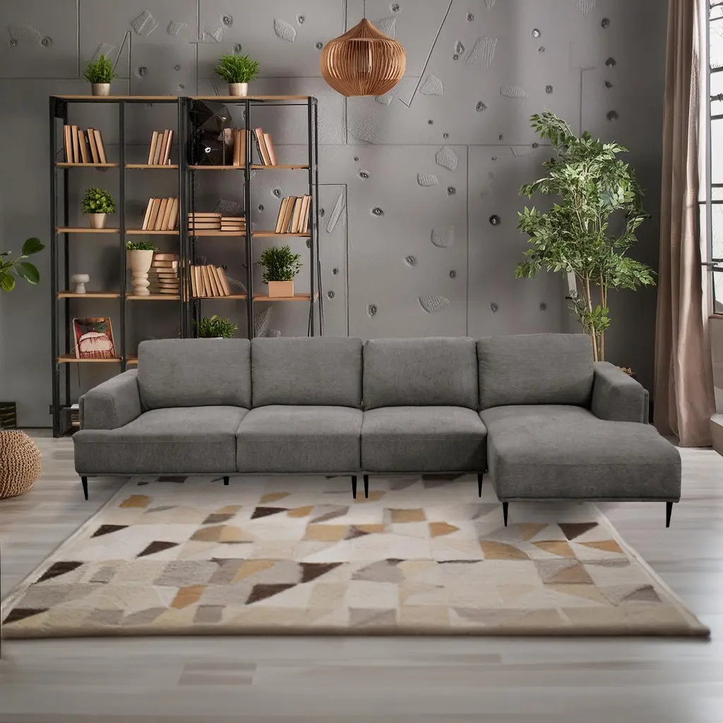 Santa Monica Grey RF Sectional Grey Hide 4 Seat Living Room Sofa american homestead furniture