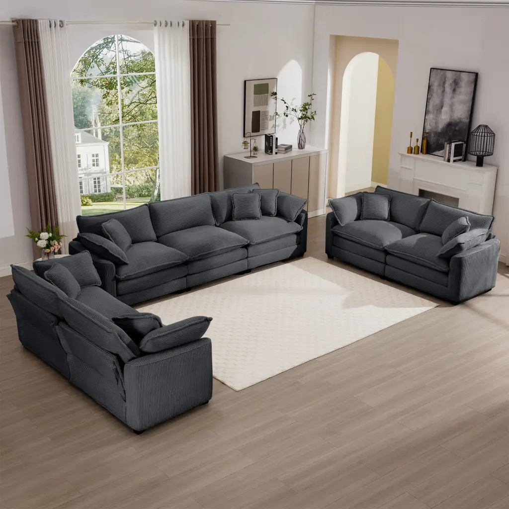 Modern Fabric Living Room Sofa 2 Piece Set 2 Seater and 3 Seater Sofas ui furniture