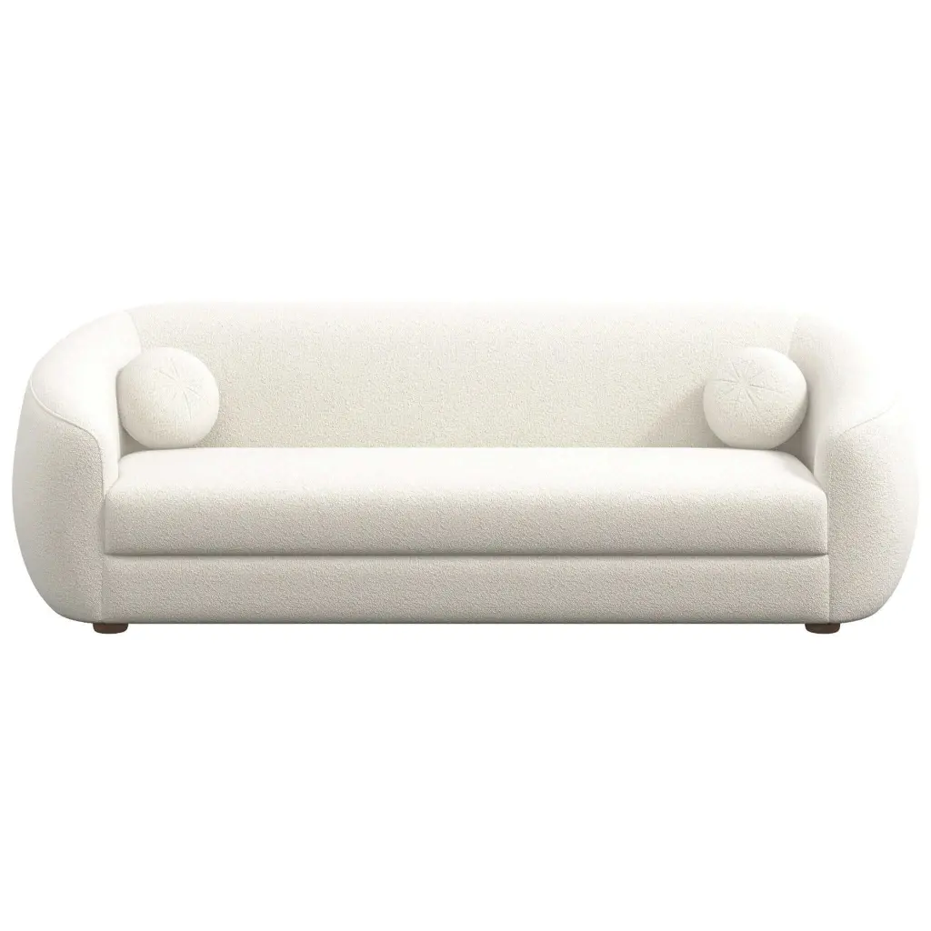Melinda Boucle Sofa Ivory White Boucle 3 Seat Couch ashcroft furniture