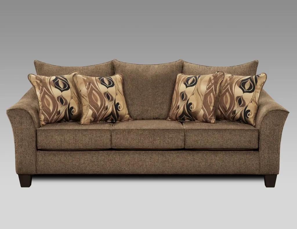 Camero Cafe Material Pillowback Sofa Brown Espresso Polyester Timber Prima hz