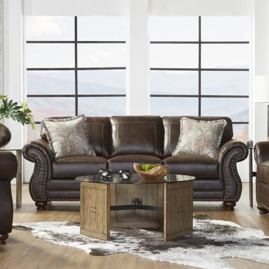 Leinster Faux Hide Upholstered 3-Seat Sofa Espresso hz