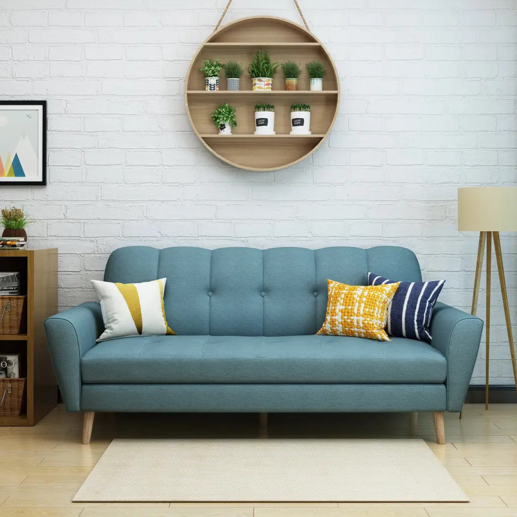 Sunnydale 71.3 Inch Flared Arm Sofa Blue Fabric nh-inmax