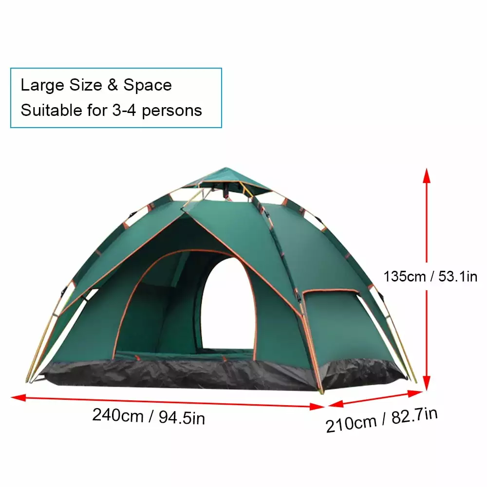Aibecy Instant Pop Up Tent 3-4 Person Automatic Camping Tent Double Layer Waterproof Family Tent Hiking and Backpacking 3