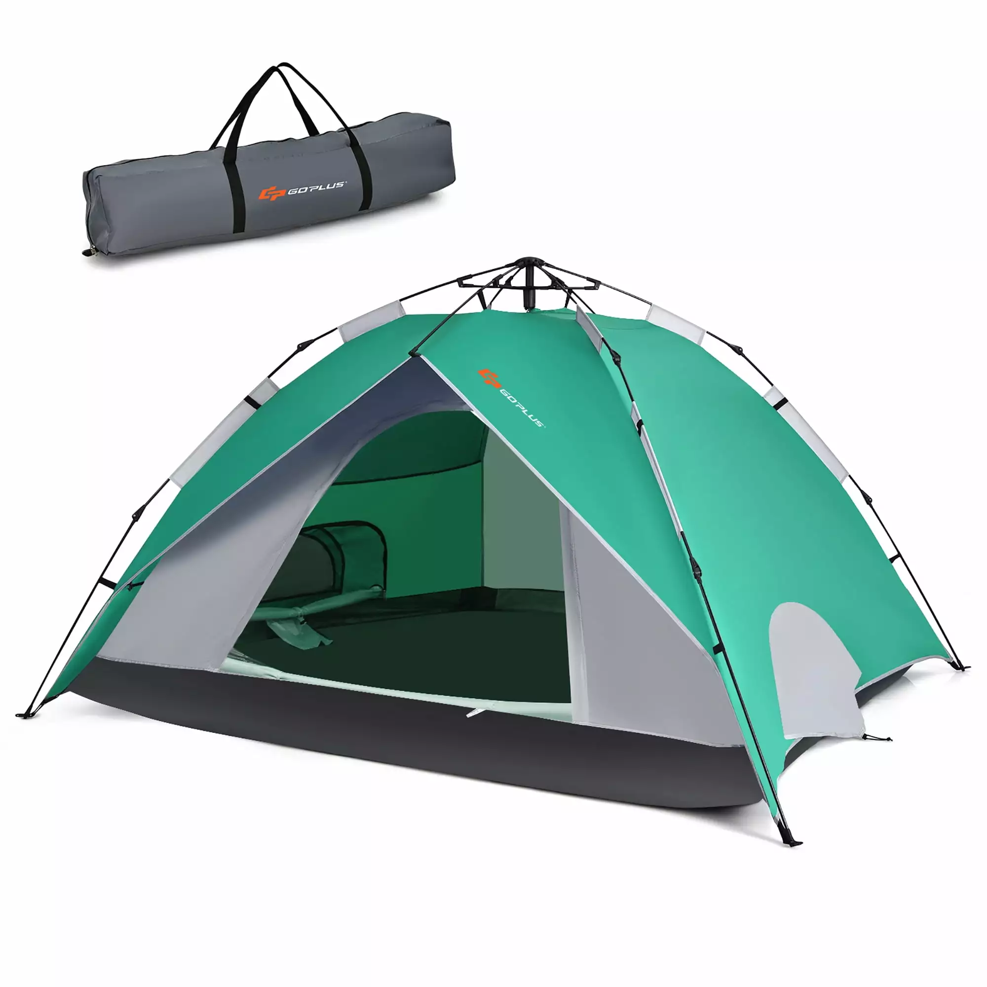Goplus 4 Person Instant Pop Up Camping Tent Double Layer Waterproof Green Family Tent